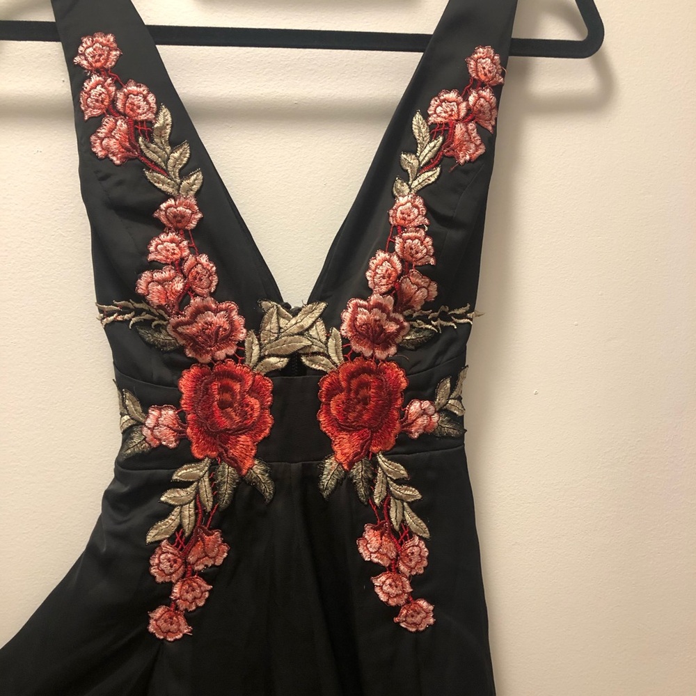 Silk Rose Embroidered Romper